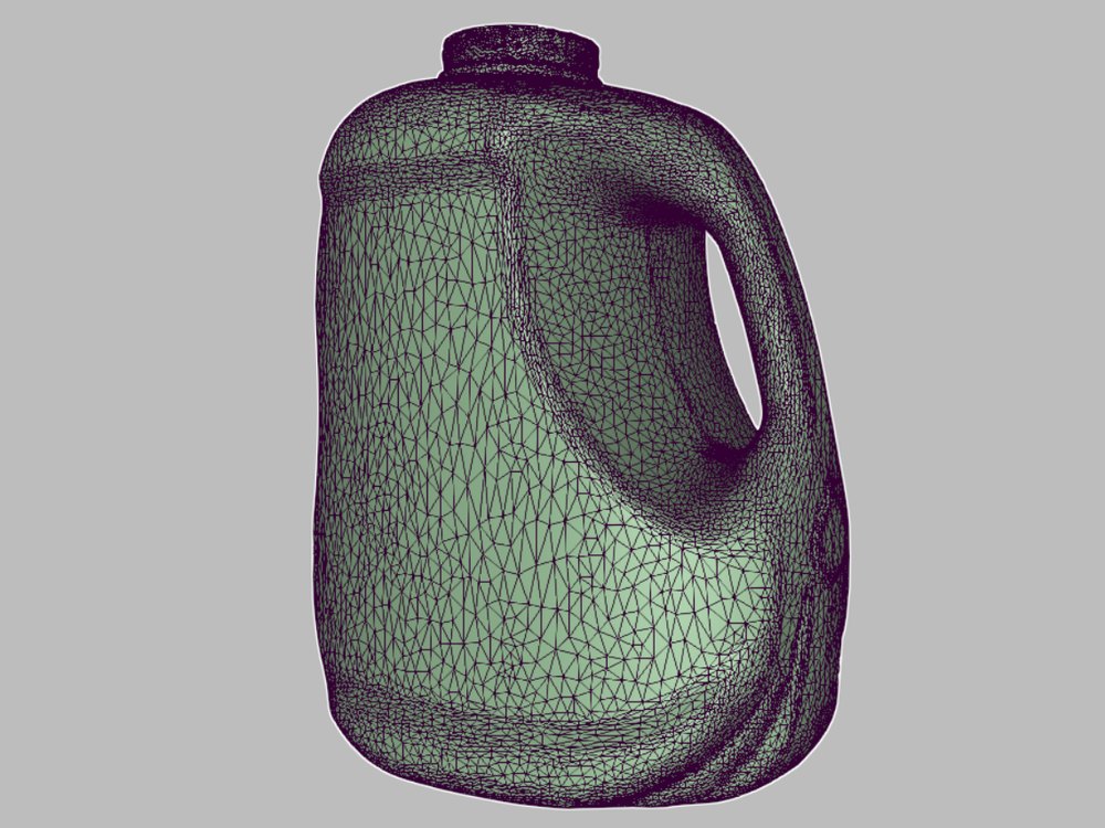 A moulded container as a dense triangle mesh